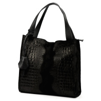 Kožená дамска чанта Luka 26-010 CROCO - черно